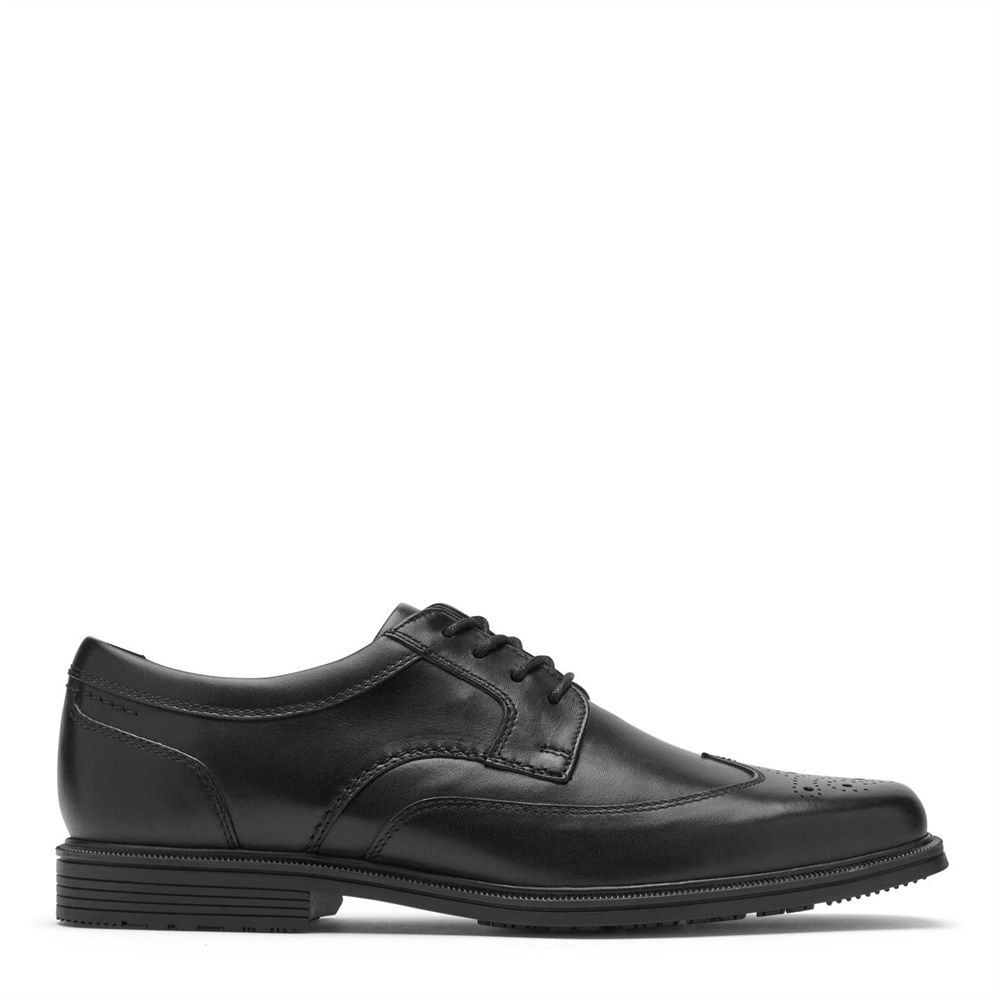 Sapatos Oxford Homem Rockport Taylor Wing Pretas,Portugal IBDOG-5719